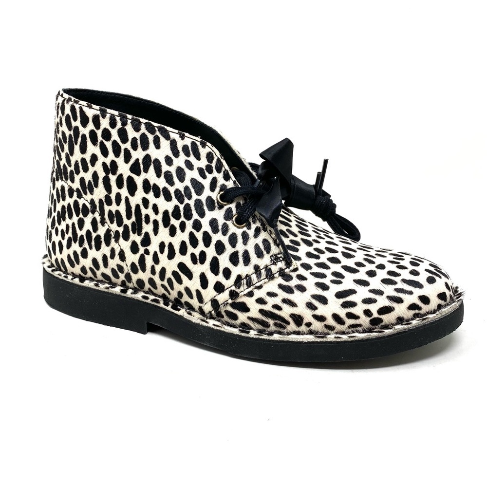 Clarks Desert Boot 2 Black White Calf Hair Chukka OrthoLite